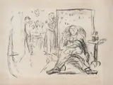 Edvard Munch, Karikatur: Den lystige ektemann, Litografi trykket i svart på tynt japanpapir