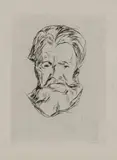 Edvard Munch, Mannshode, Radering trykket i svart på middels tykt gulhvitt