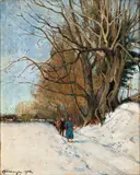 Karl Dørnberger, På ski, 1908, Olje på plate