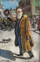 Oda Krohg, Christian Krohg på Karl Johan, 1905, Olje på lerret