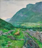 Eilif Peterssen, Fra den gamle veien, Skogstad, Valdres, 1924, Olje på lerret