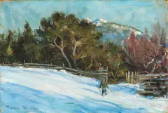 Gustav Wentzel, Vinterlandskap, Olje på lerret