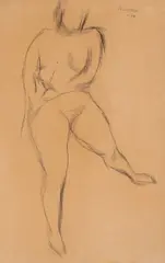 Ludvig Karsten, Akt, 1914, Kull på papir, lysmål