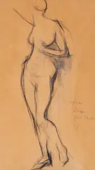 Ludvig Karsten, Akt, 1914, Kull på papir, lysmål