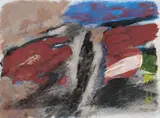 Carl Nesjar, Delt svaberg, 1986, Olje og sand på papir, lysmål
