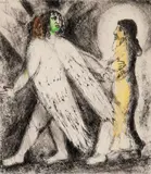 Marc Chagall, Engel som leder Elias, Radering med håndkolorering, lysmål