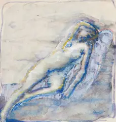 Svein Strand, Liggende akt, Gouache