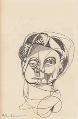 Kvinnehode by Jakob Weidemann, Blyant på papir, sold Nov 2015
