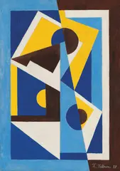 Thorvald Hellesen, Komposisjon, 1927, Gouache på papp