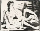 La Dormeuse by Pablo Picasso, 1947, Litografi trykket i svart på tykt hvitt papir, sold Nov 2015