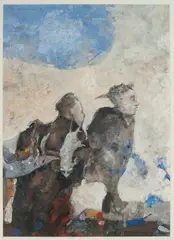 Ørnulf Opdahl, To figurer, 1985, Blandingsteknikk på papir, lysmål