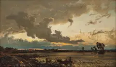 Hans Gude, Landskap med innsjø, 1878, Olje på lerret