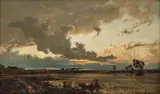 Hans Gude, Landskap med innsjø, 1878, Olje på lerret