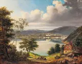 Bernt Lund, Utsyn mot Akershus festning og slottet, 1842, Olje på lerret