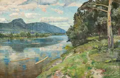 Gerhard Munthe, Elvelandskap, Østerdalen, 1911, Olje på lerret