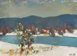 Erling Enger, Elvelandskap, 1960, Olje på lerret