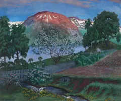 Nikolai Astrup, Juninatt i haven, Fargetresnitt med håndkolorering