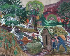 Nikolai Astrup, Kvennagong, Fargetresnitt med håndkolorering