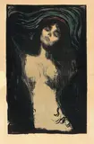 Edvard Munch, Madonna, Fargelitografi trykket i svart, oliven, blått og