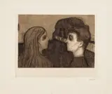 Edvard Munch, Tiltrekning II, Radering trykket i brunt på tykt gulhvitt papir