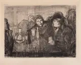 Edvard Munch, Kristiania-Boheme I, Radering trykket i svart på middels tykt gulhvitt
