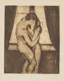 Edvard Munch, Kyss, Radering trykket i brunlig på middels tykt