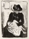 Edvard Munch, Arv, Litografi trykket i svart på middels tynt gulhvitt