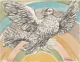Flyvende due by Pablo Picasso, Litografi, sold Dec 2014