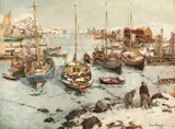 Otto Sinding, Fiskebåter i havn