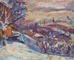 Kristen Holbø, Vinter, Lillehammer, 1950, Olje på lerret