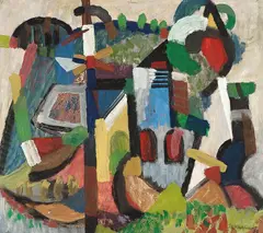 Thore Heramb, Komposisjon, 1950, Blandingsteknikk på papir