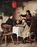 Jahn Ekenæs, Juletrehøsting, 1876, Olje på lerret