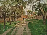 Frits Thaulow, Fransk landsby med gammel kirke, Olje på lerret