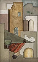 Ragnhild Keyser, Komposisjon med arkitektur og esel. Fra Provence, Olje på lerret
