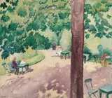 Fra en park by Arne Kavli, Olje på lerret, sold Jun 2014