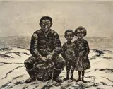 Kaare Espolin Johnson, Fiskerfamilie, Lofoten, 1958, Litografi