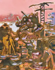 Håkon Bleken, Komposisjon med figurer, 2001, Olje på plate