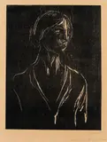 Edvard Munch, Birgitte I, Tresnitt trykket i svart på middels tynt beige