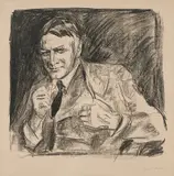 Edvard Munch, Arkitekt Henrik Bull, Litografi trykket i sort på middels tykt beige