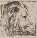 Edvard Munch, Løvetemmeren, Litografi trykket i svart på middels tynt blågrått