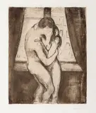 Edvard Munch, Kyss, Radering trykket i brunlig på middels tynt