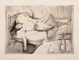 Edvard Munch, Dagen derpå, Radering trykket i svart på middels tynt gulhvitt
