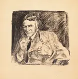 Edvard Munch, Arkitekt Henrik Bull, Litografi trykket i svart på middels tykt gulhvitt