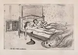 Edvard Munch, Dobbelt selvmord, Radering trykket i svart på tykt gulhvitt papir