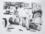 Edvard Munch, Gatearbeidere, Litografi i svart på middels tykt gulhvitt papir