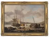 Johan Jacob Bennetter, Ved en norsk havn, Olje på lerret