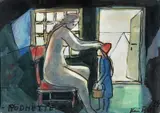 Rødhette by Kai Fjell, 1979, Akvarell på papir, lysmål, sold Nov 2013
