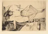 Edvard Munch, Dagen derpå, Radering trykket i brunt på tykt beige papir