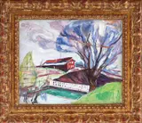 Edvard Munch, Det røde hus, Olje på mahogniplate