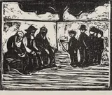 Edvard Munch, Gamle menn og gutter, Tresnitt trykket i svart på middels tykt gulhvitt